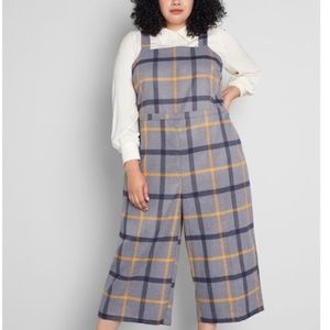 Modcloth Plaid Cropped Jumpsuit Overalls